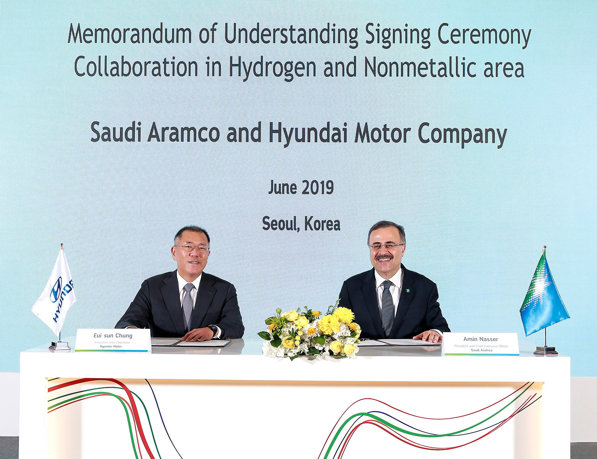 Hyundai Motor and Saudi Aramco to Collaborate on Hydrogen, Advanced Non-Metallic Materials and Future Technologies 1 Hyundai and Aramco Sign MOU