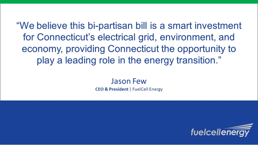 fuel cells works, FuelCell Energy Applauds the Signing of House Bill 6524 in Connecticut