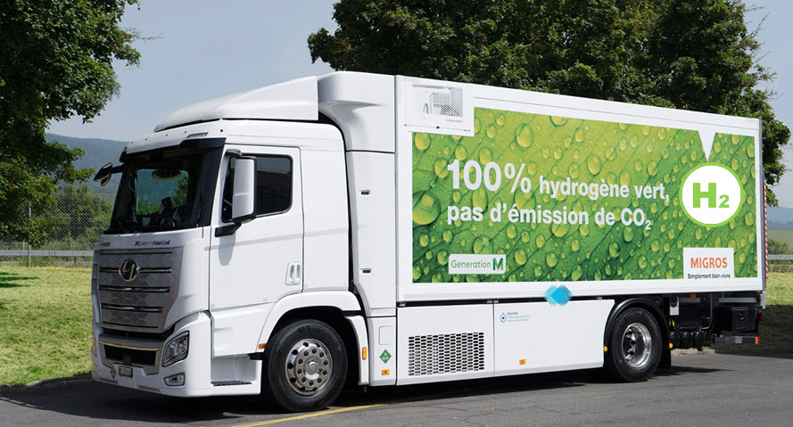 fuel cells works, Delivery Goods by Hydrogen Truck with 100% Green hydrogen & No CO2 emissions