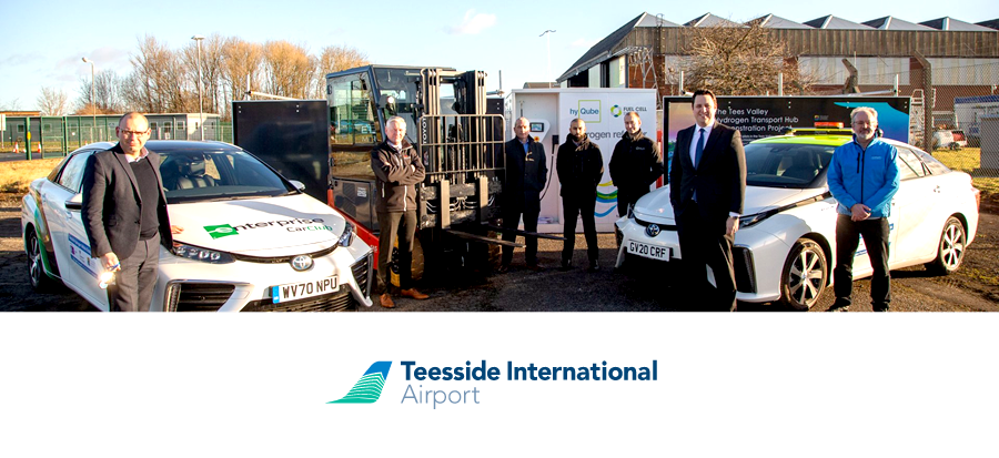 Hydrogen Refuelling Station and Vehicles Land at Teesside Airport 1 Fuel Cells Works, Hydrogen Refuelling Station and Vehicles Land at Teesside Airport