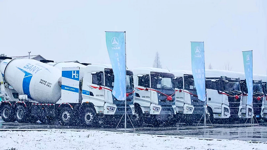 Fuel Cells Works, Friday Fallback Story: World’s First SANY Concrete Mixer Trucks With Refire Hydrogen Fuel Cell System Delivered