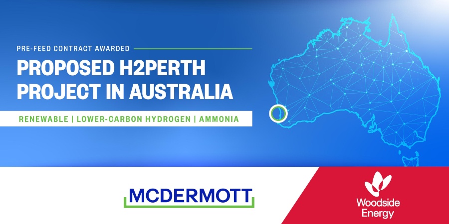 Fuel Cells Works, McDermott Awarded Pre-FEED Contract for Proposed H2Perth Project From Woodside Energy