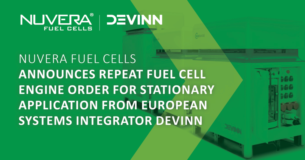 Nuvera Fuel Cells Announces Repeat Fuel Cell Engine Order For