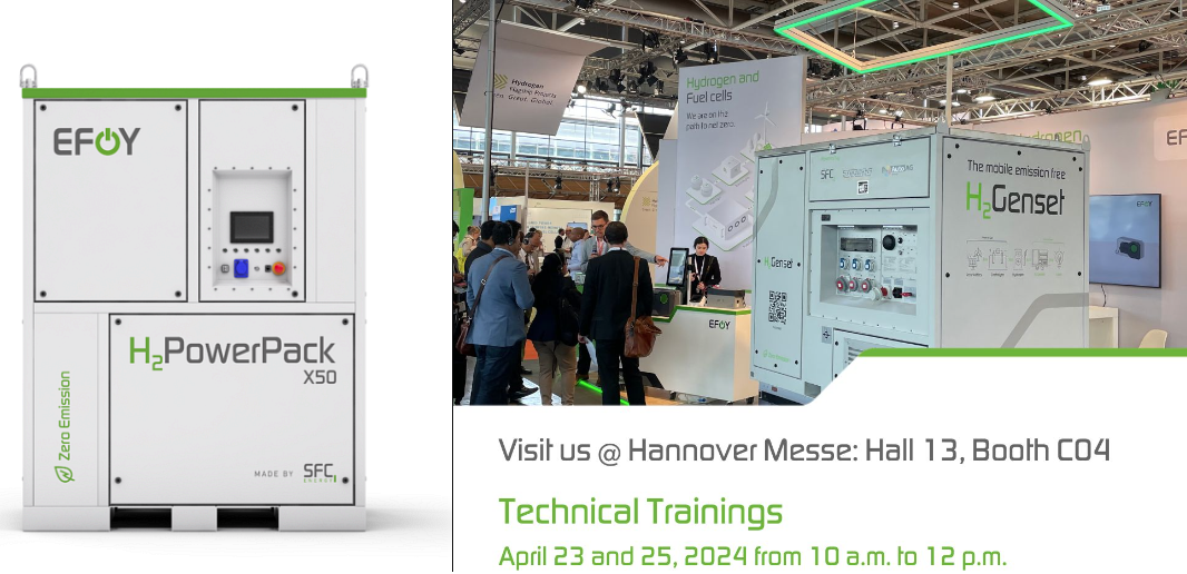 SFC Energy AG Presents Innovative Fuel Cells At HANNOVER MESSE 2024 – Unveiling The Most Powerful Hydrogen Fuel Cell Solution To Date, The Pilot Series EFOY H₂PowerPack X50 - Vimarsana News